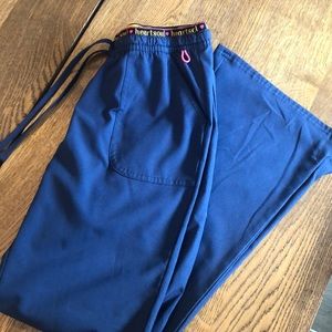 Heart soul low rise drawstring flare leg scrub pants